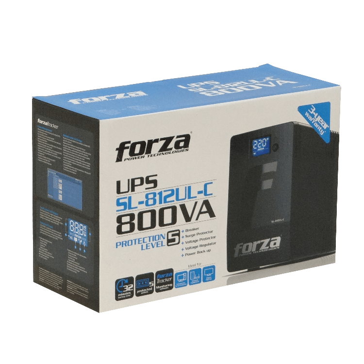 FORZA 65WH 1x9AH 800VA 480W 4-IH-Chile 1-C13 1-C14 AVR USB 2-RJ UPS - Imagen 4