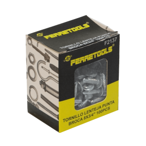 Lenteja-10mm 100u. 8x3/4 Largo-19mm Zn Tornillo Autoperforante 0,75p