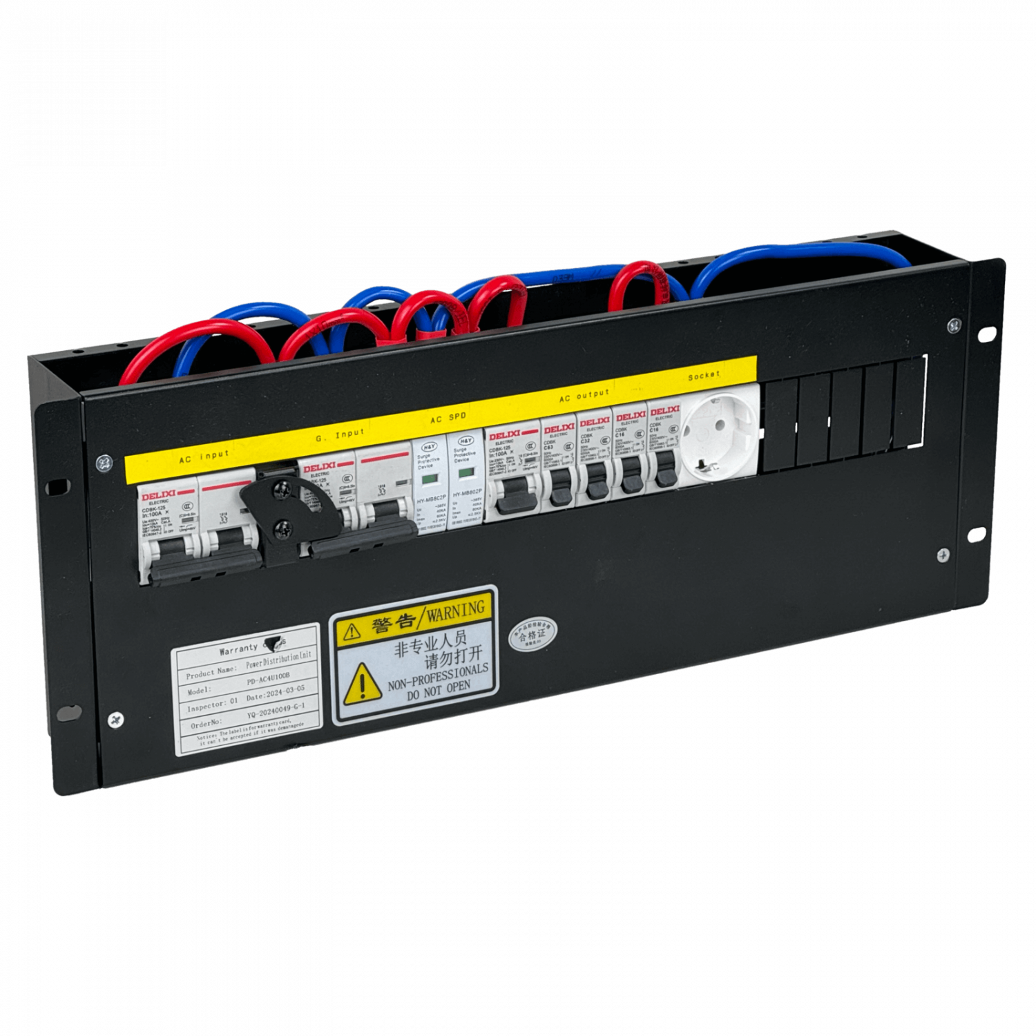100A 1-Fase Sistema de Transferencia Manual 4-out 1-Schuko Rack 4U - Imagen 2