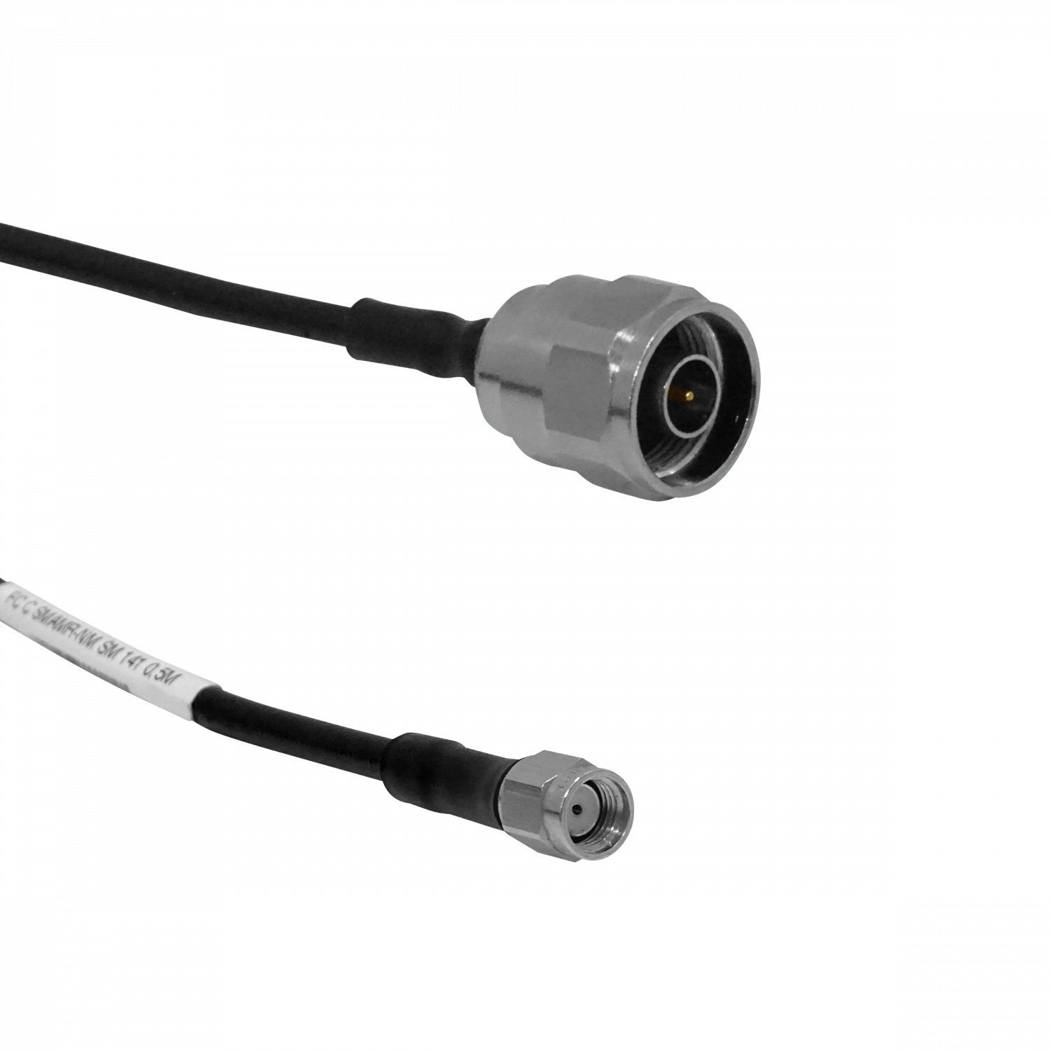 50cm RPSMA-Macho N-Macho SM141 2-Cables Coaxiales Negros Rigidos 0,5mt - Imagen 3