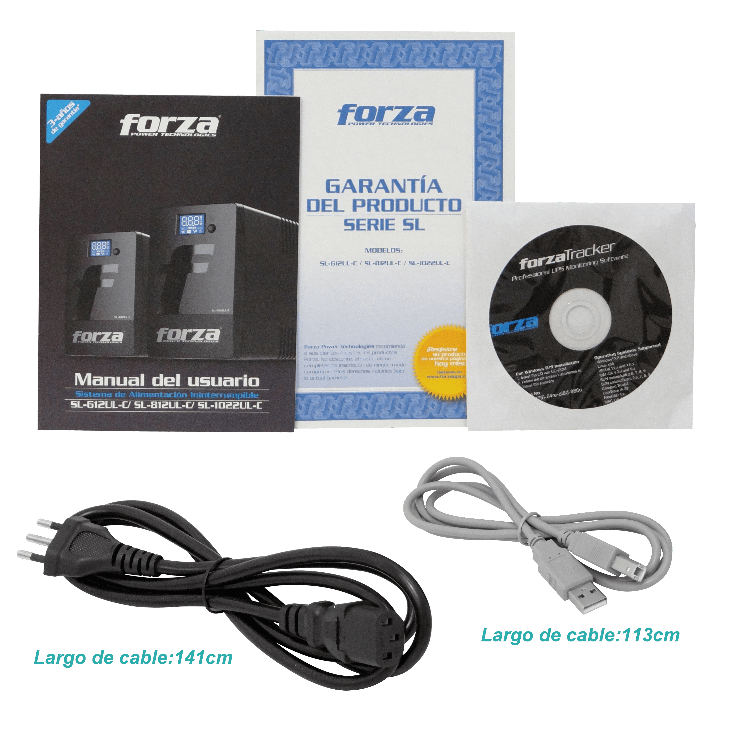 FORZA 65WH 1x9AH 800VA 480W 4-IH-Chile 1-C13 1-C14 AVR USB 2-RJ UPS