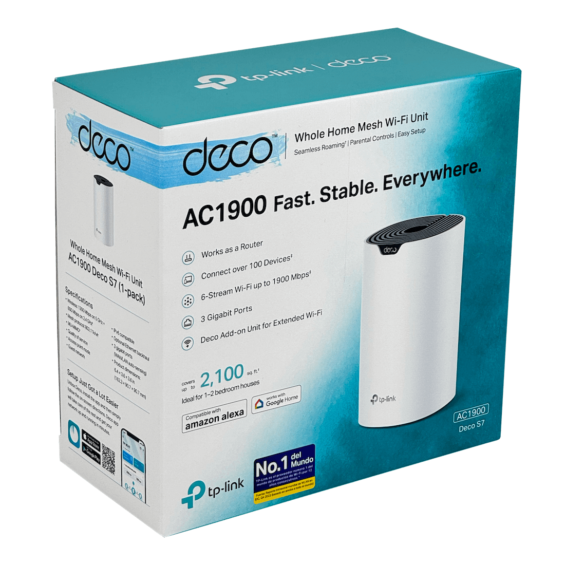 TP-LINK 1-un 3-1000 AC1900 Router Mesh 2,4GHz/5GHz 600/1300mbps Deco 7 - Imagen 3