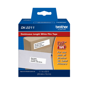 BROTHER 29mm 15,2mt Negro sobre Blanco Plastificado-Continuo Adhe p/QL