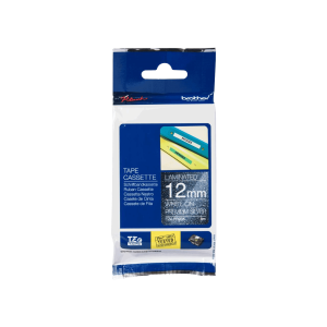 BROTHER 12mm Glitter Blanco en Fondo Plateado Cinta 8mt p/PT-H110/E300
