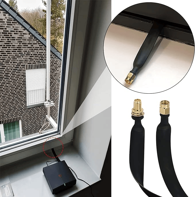 25cm Plano RPSMA-H RPSMA-M Ventana Puerta Cable Coaxial 0-6GHz Negro - Imagen 3