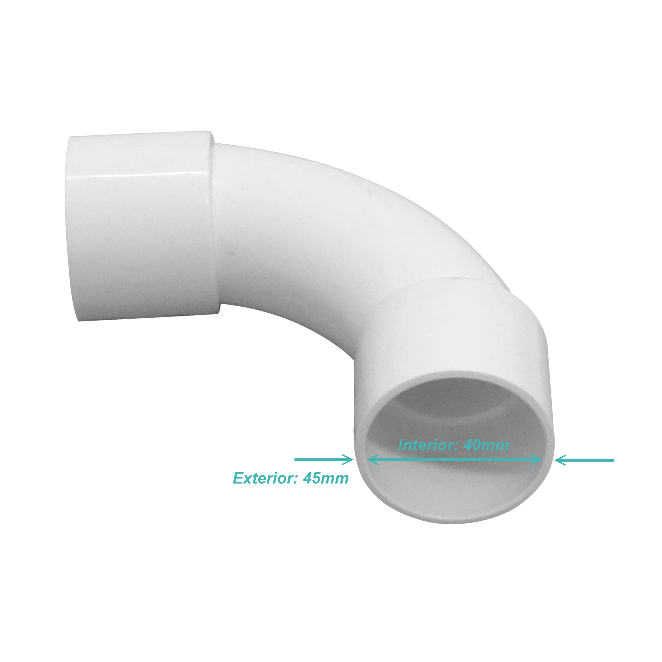 LINKCHIP 40mm Codo para Tubo PVC Blanco Curva