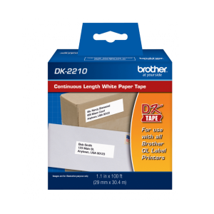 BROTHER 29mm x 30,4mt Negro sobre Blanco Papel-Continuo Adhesivo p/QL
