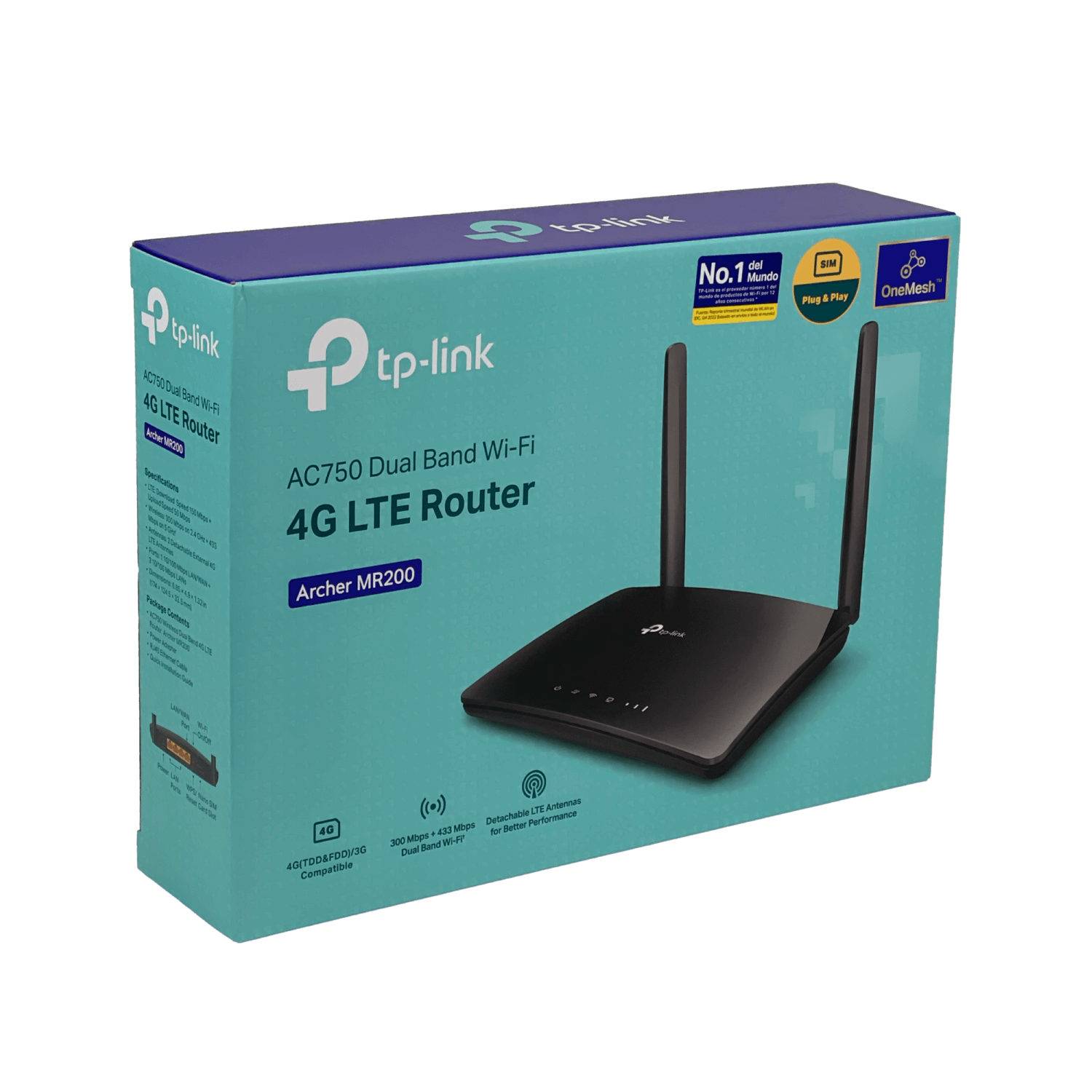 TP-LINK 4G/LTE 1-Sim 1-WAN 3-100 Router 2-.SMA WiFi-intern 2,4/5 AC750 - Imagen 3