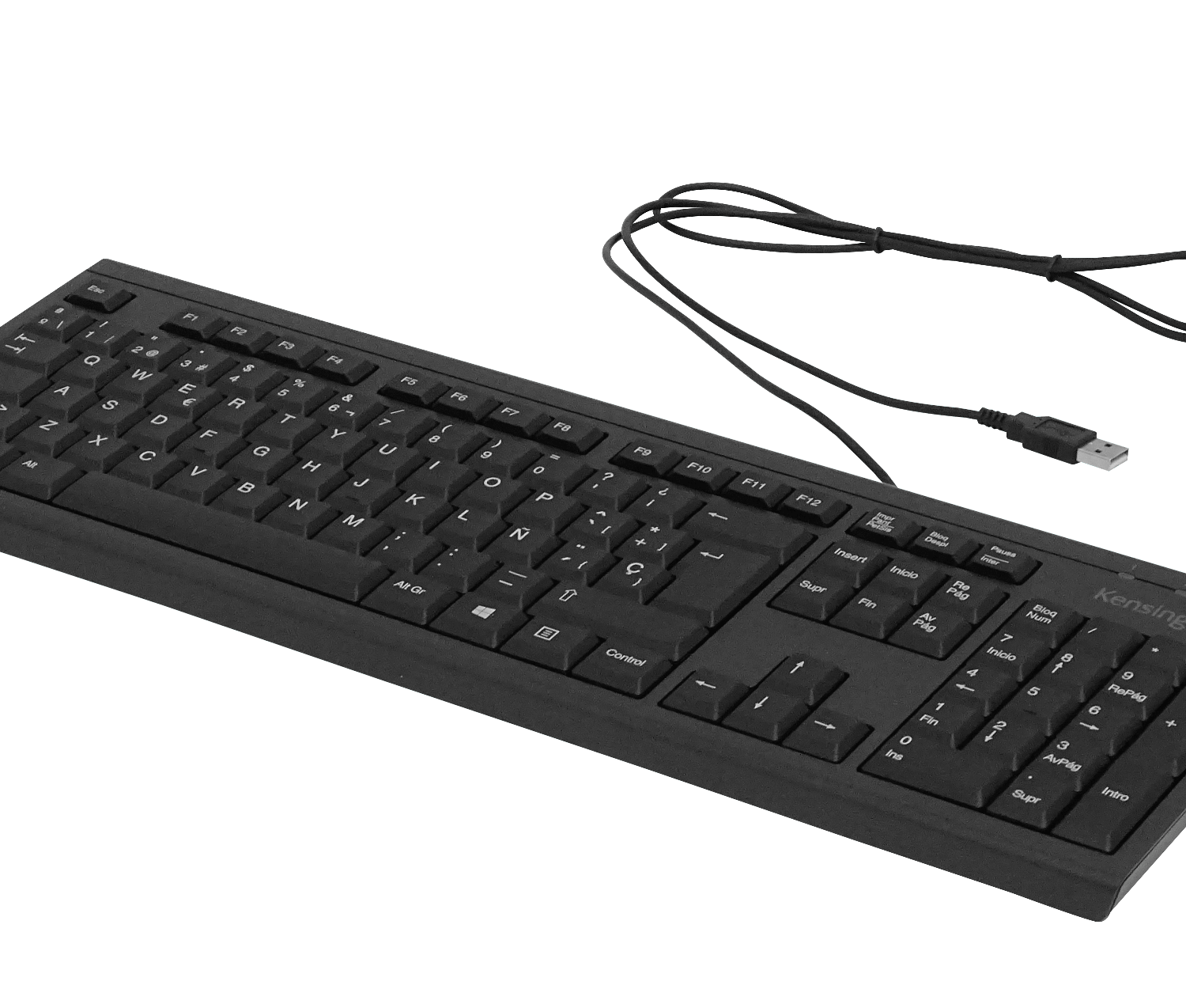 KENSINGTON Teclado Cable-140cm Resistente Antiderrame Negro USB A2306A - Imagen 2
