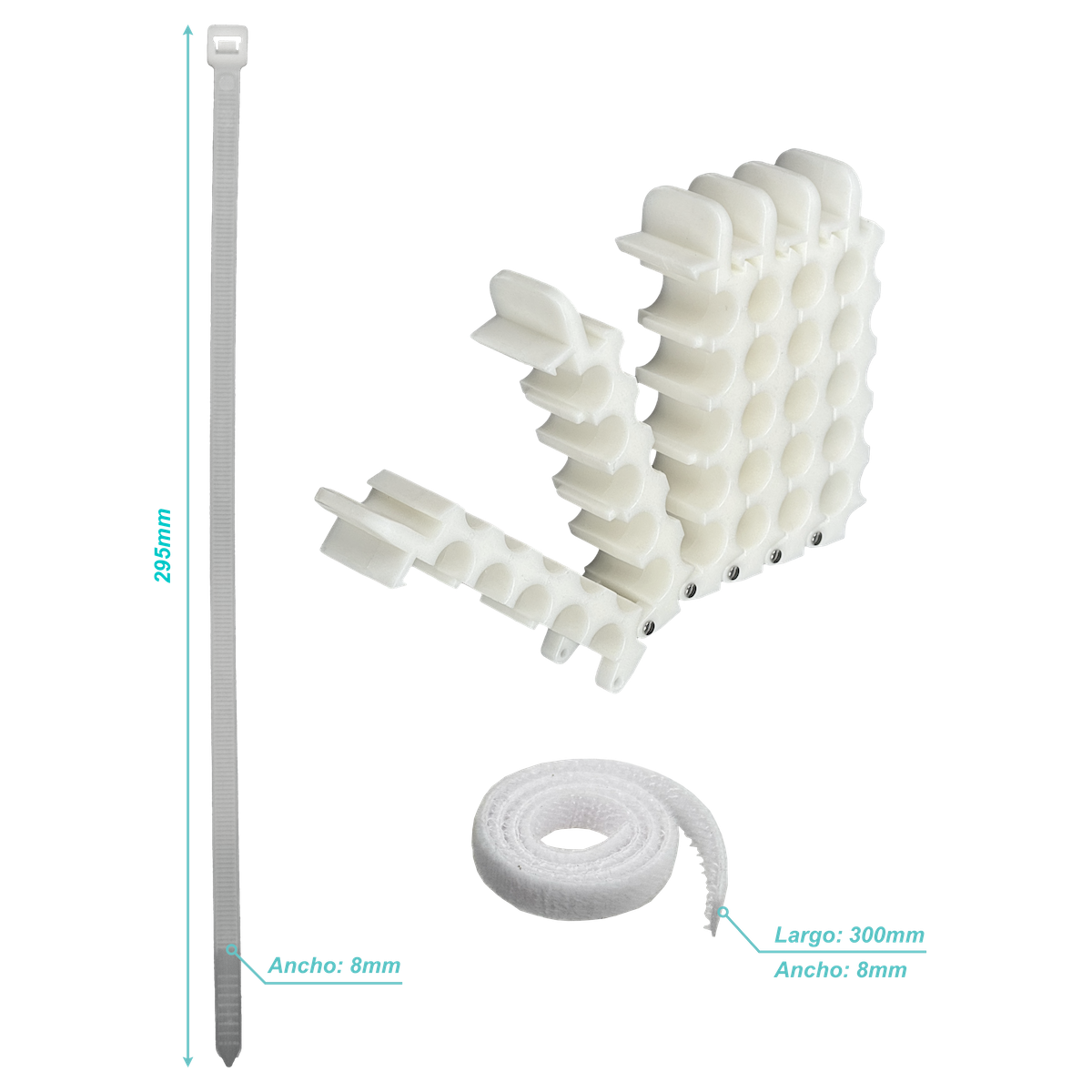 Peine para 5x5 25 Cables UTP/FTP max-9mm Ordenador Manojo Blanco 8x8cm - Imagen 3