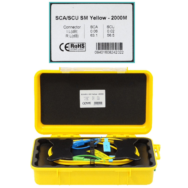 2km 9/125 SC/APC-SC/UPC G652 Monomodo SM SX 2000mt Bobina Lanzamiento