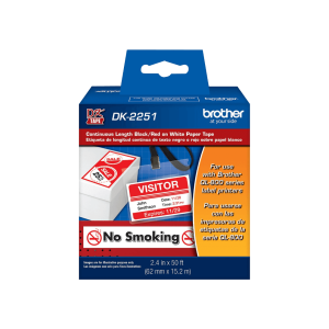 BROTHER 62mm 15,2mt Negro/Rojo sobre Blanco Continuo Adhesivo p/QL