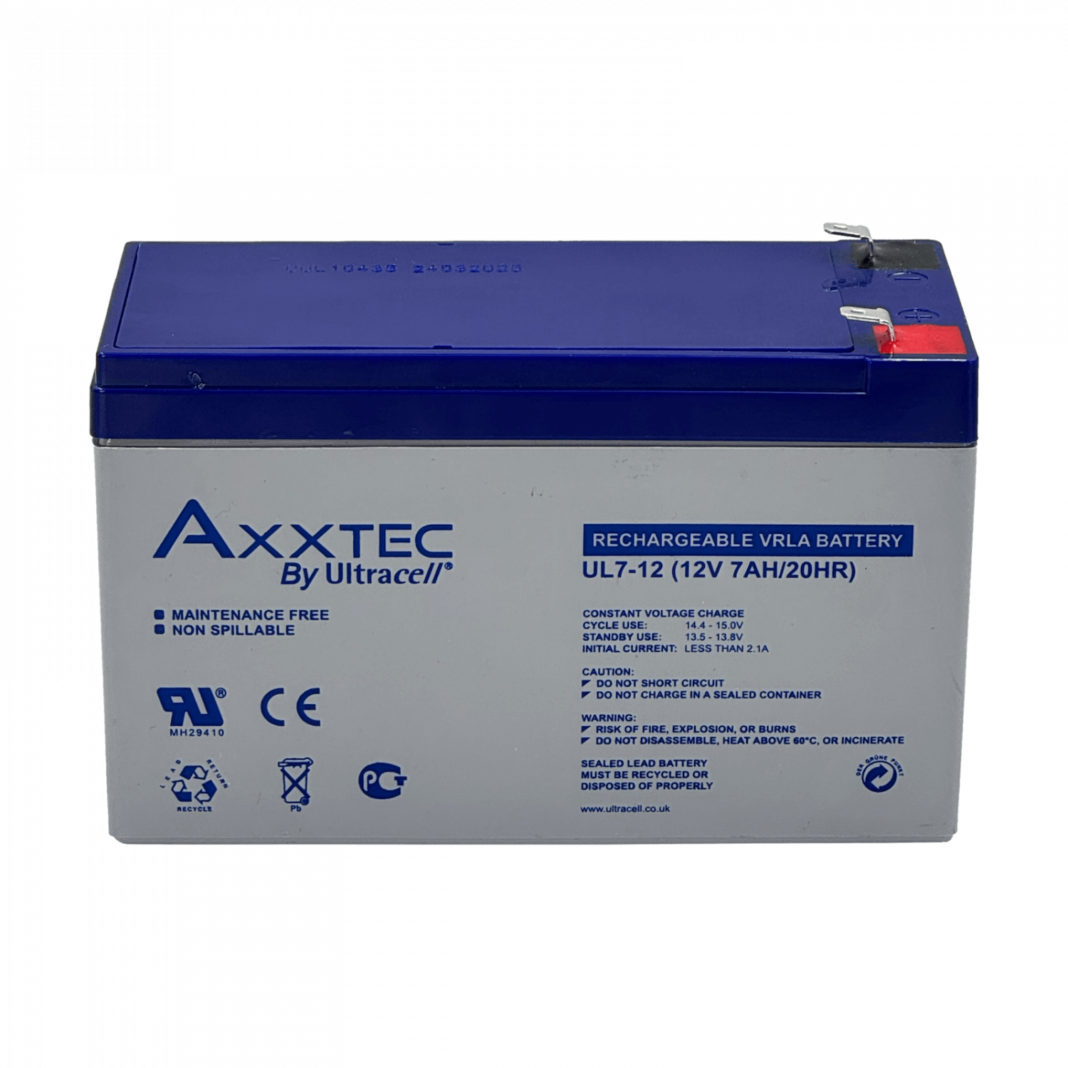 AXXETEC UL Bateria 12V 7AH Acido-Plomo Sellada AGM - Imagen 3