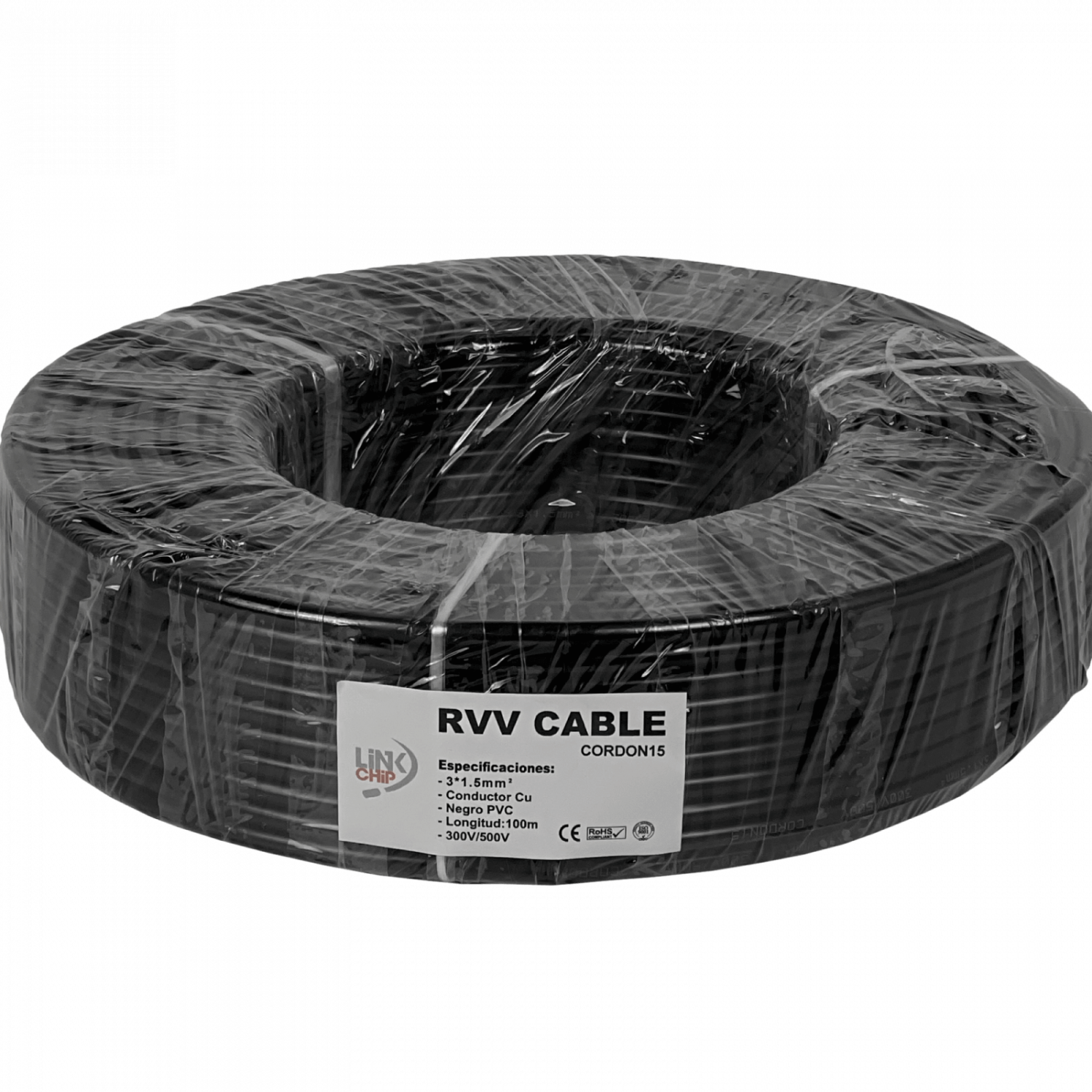 Negro 3x1,5mm 100mt Cable Electrico RVV 10-13AMP 3x1.5mm