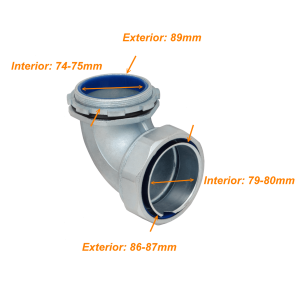 Metalico 90mm Codo Prensa Estopa para Flexible Aislacion IP65