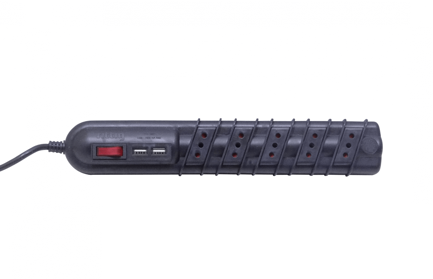 RITTIG Negro 5-IH 2-USB5V Alarg 3mts 10A-250V 2200W Piloto-Interruptor - Imagen 3