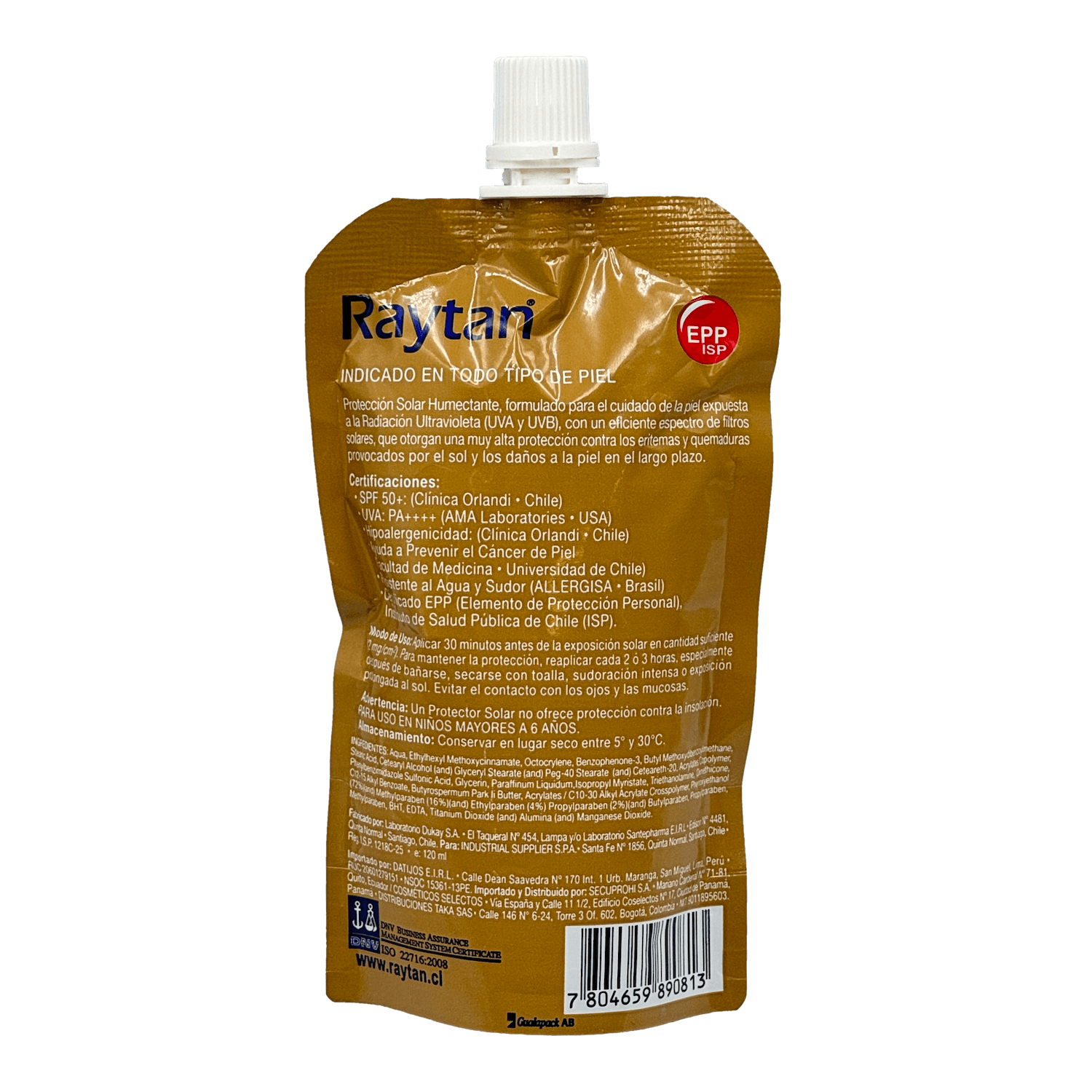 RAYTAN Protector Solar 120ml FPS 50+ UVA/UVB Bloqueador Profesional