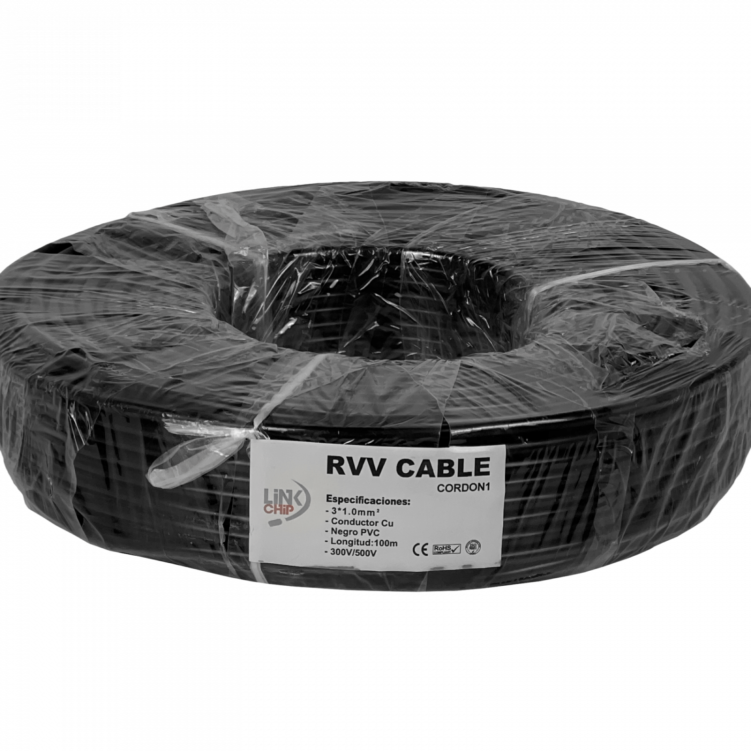 Negro 3x1,0mm 100mt Cable Electrico RVV 8-10AMP 17AWG 3x1.0mm - Imagen 2