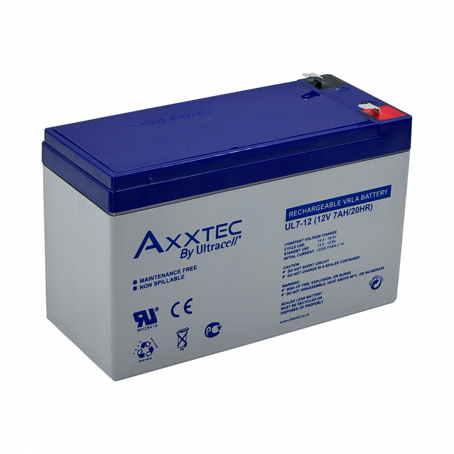 AXXETEC UL Bateria 12V 7AH Acido-Plomo Sellada AGM