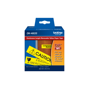 BROTHER Adh-Removible 62mm 30,4mt Negro sobre Amarillo Papel-Cont p/QL