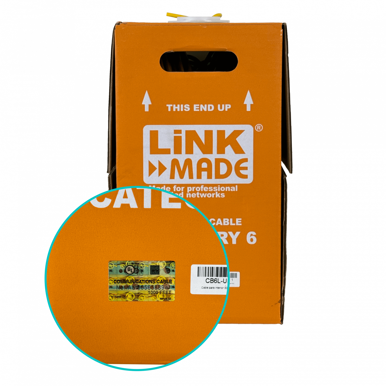 LINKMADE Amarrillo CAT6 UTP 300mt Unifilar PVC Cobre Caja Cable Taiwan - Imagen 2