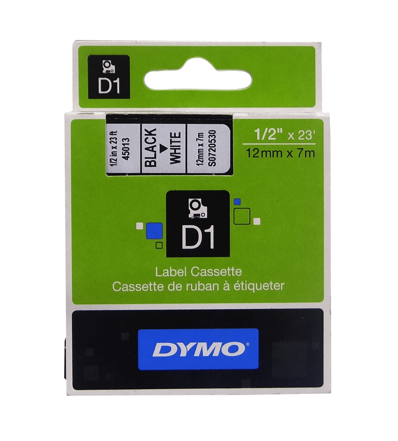 DYMO 12mm Negro en Fondo Blanco Cinta 7mt D1-Label Cassette - Imagen 2