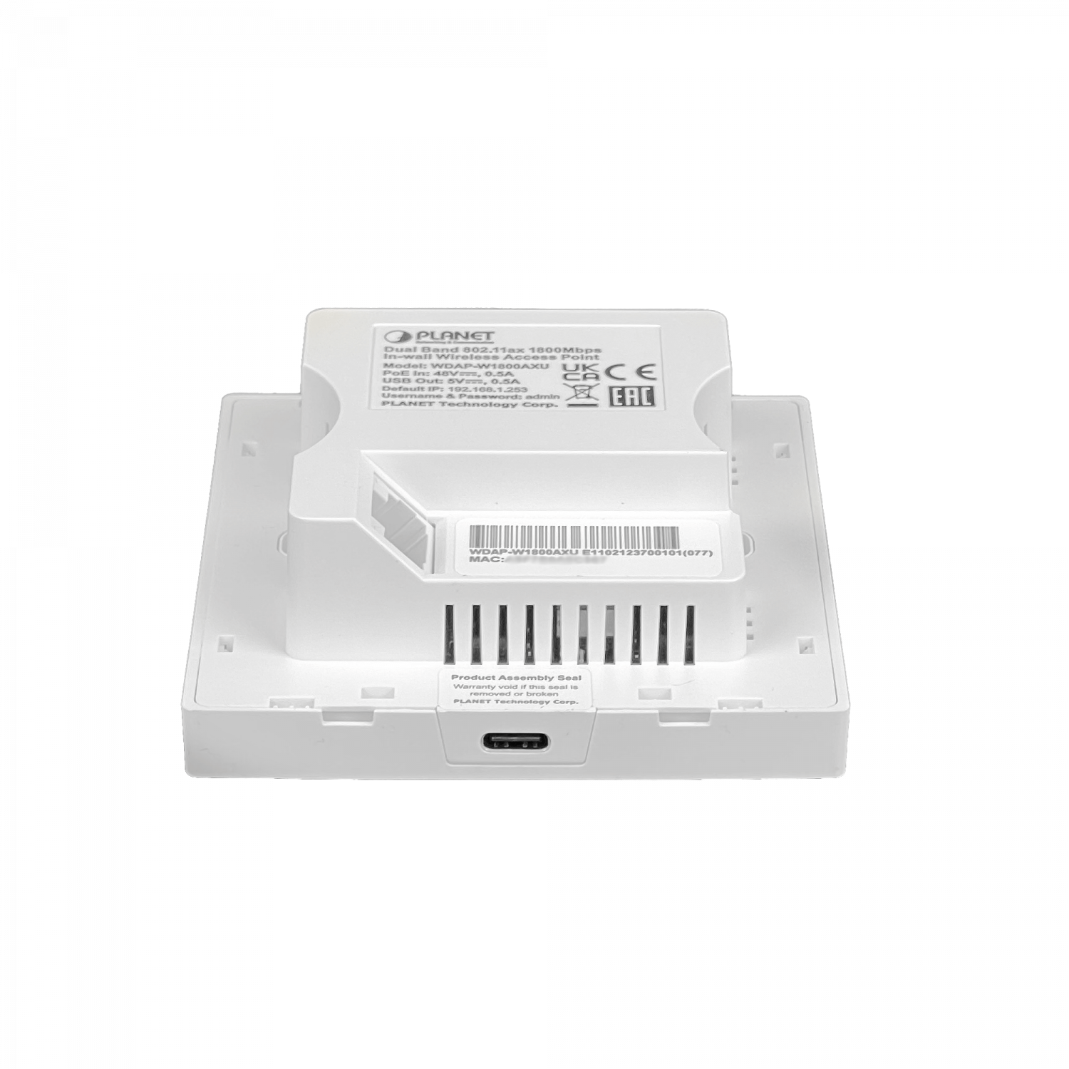 PLANET 1800AX 1-1000 2,4/5GHz 600/1200mbps USB-C 1800AX AP WIFI6 Muro - Imagen 6