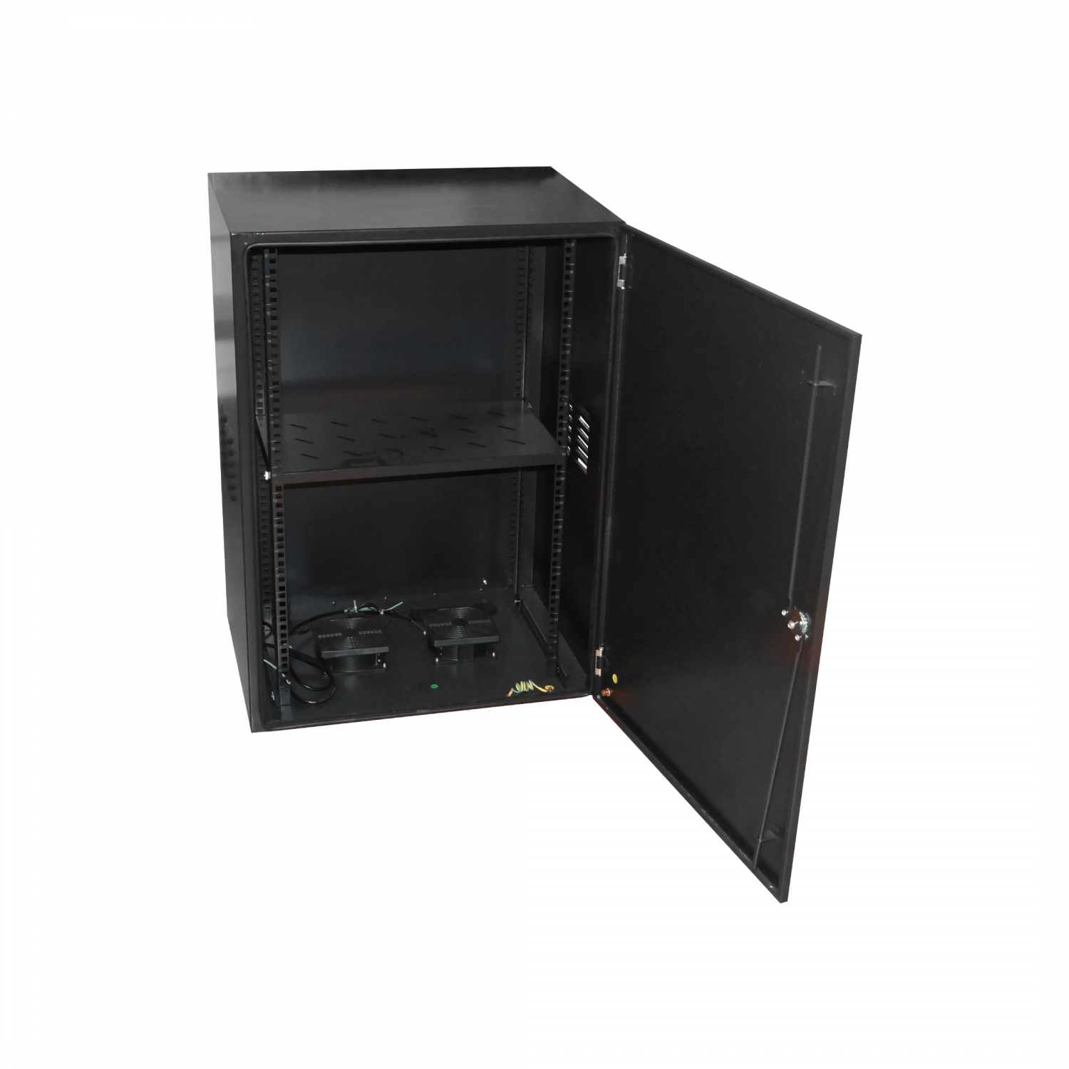 LINKMADE 17U Seguridad 45cm-Prof Rack Negro 2-Turbinas 1-Bandeja