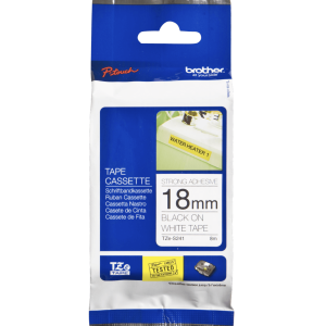 BROTHER E-P 18mm Negro en Blanco Cinta 8mt p/PT-E300VP Extra-Pegamen