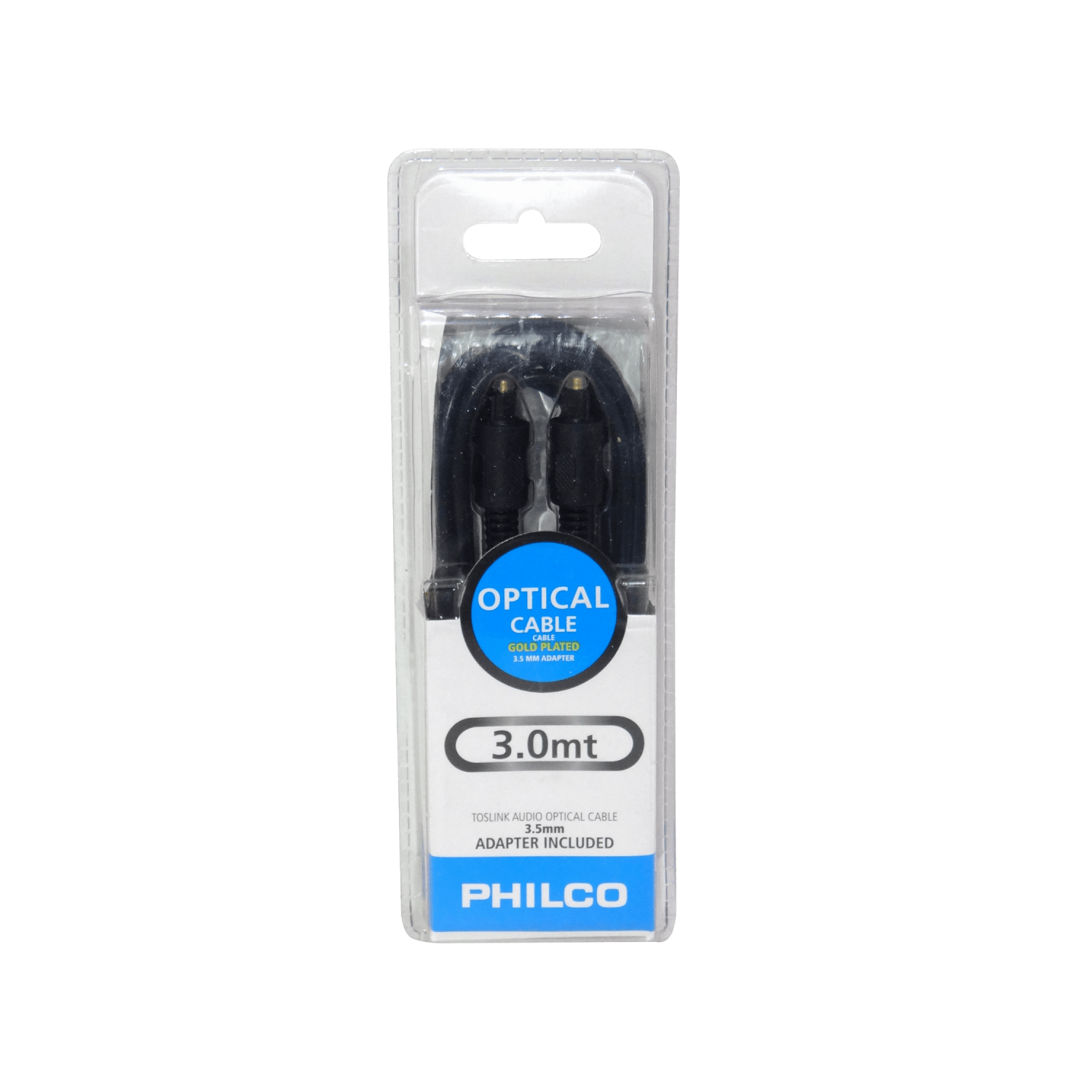 PHILCO Cable Audio Optico 3,0mt 3mt 300cm c/Adaptador-3,5mm