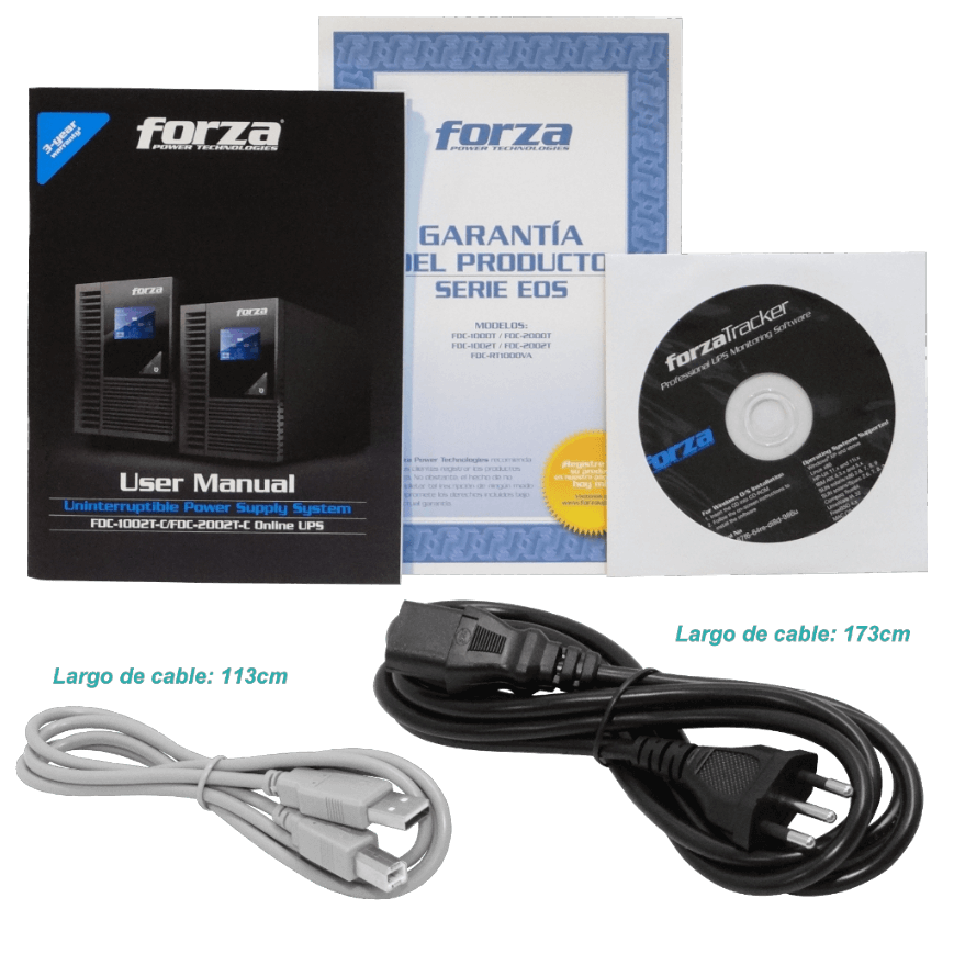 FORZA Torre 260WH 4x9AH 2KVA 1800W Online LCD DB9-H USB 5-IH SNMP UPS - Imagen 3
