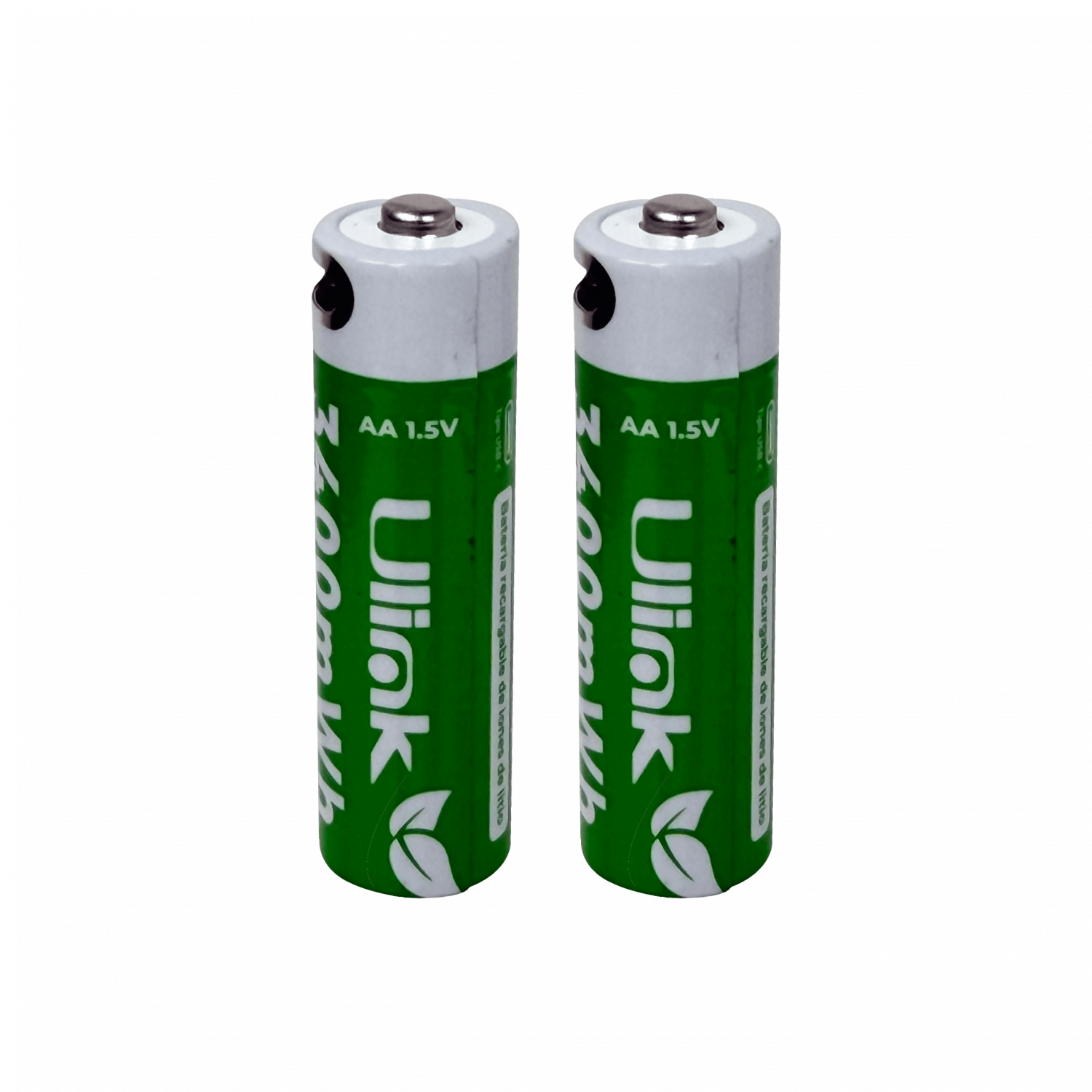 ULINK AA 2-Pilas 3400Wh Recargable USB-C 1,5V Li-ion Litio inc-Cable - Imagen 3