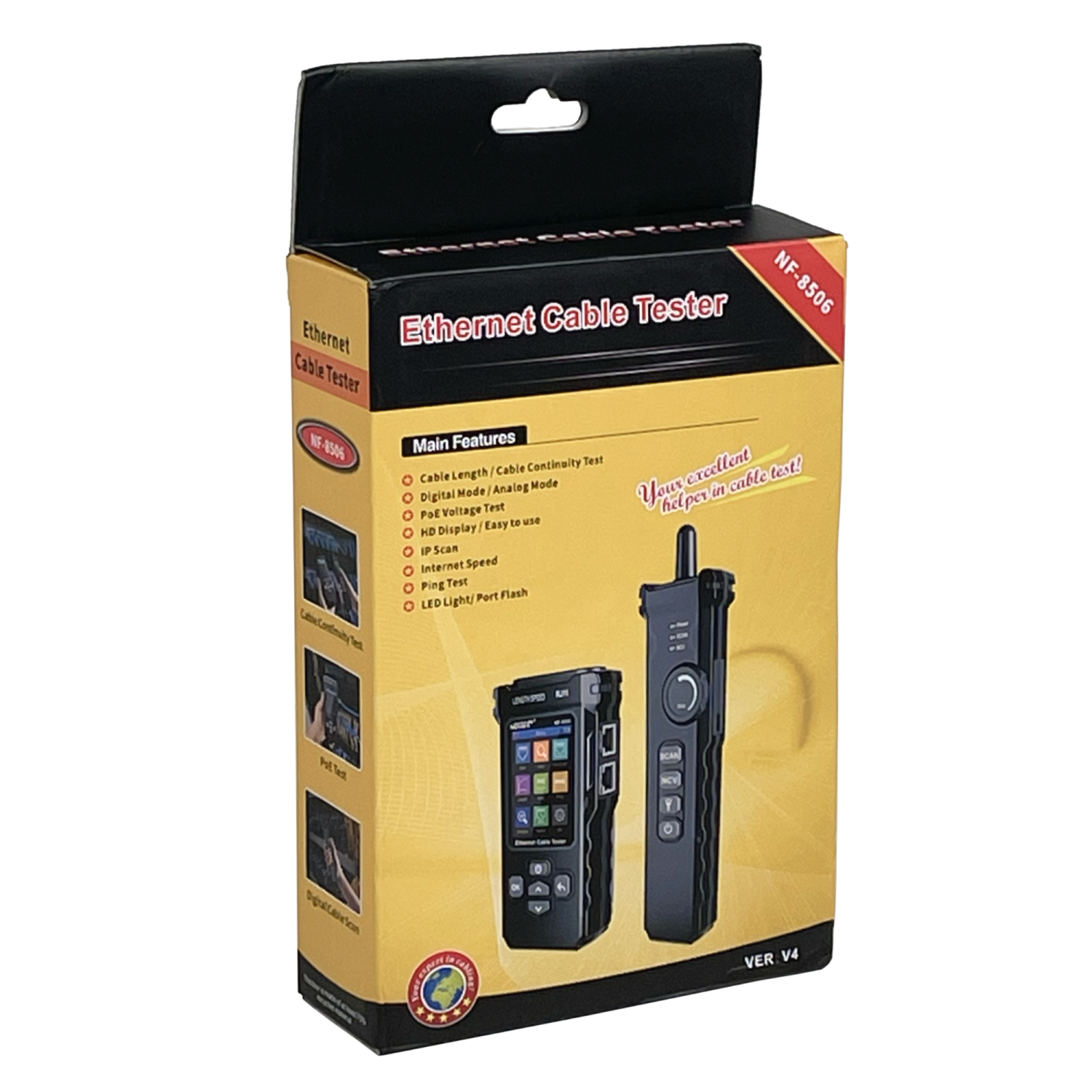Tester de Red Digital RJ45 RJ11 PoE inc-Chicharra Recargable-USBC - Imagen 2