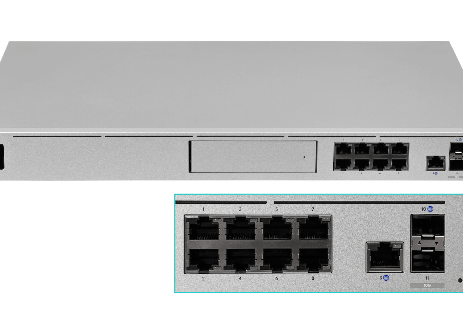 UBIQUITI 9-1000 2-WAN 2-SFP+10G 1U-Rack 240VAC/USP UniFi Cloud Gateway - Imagen 6