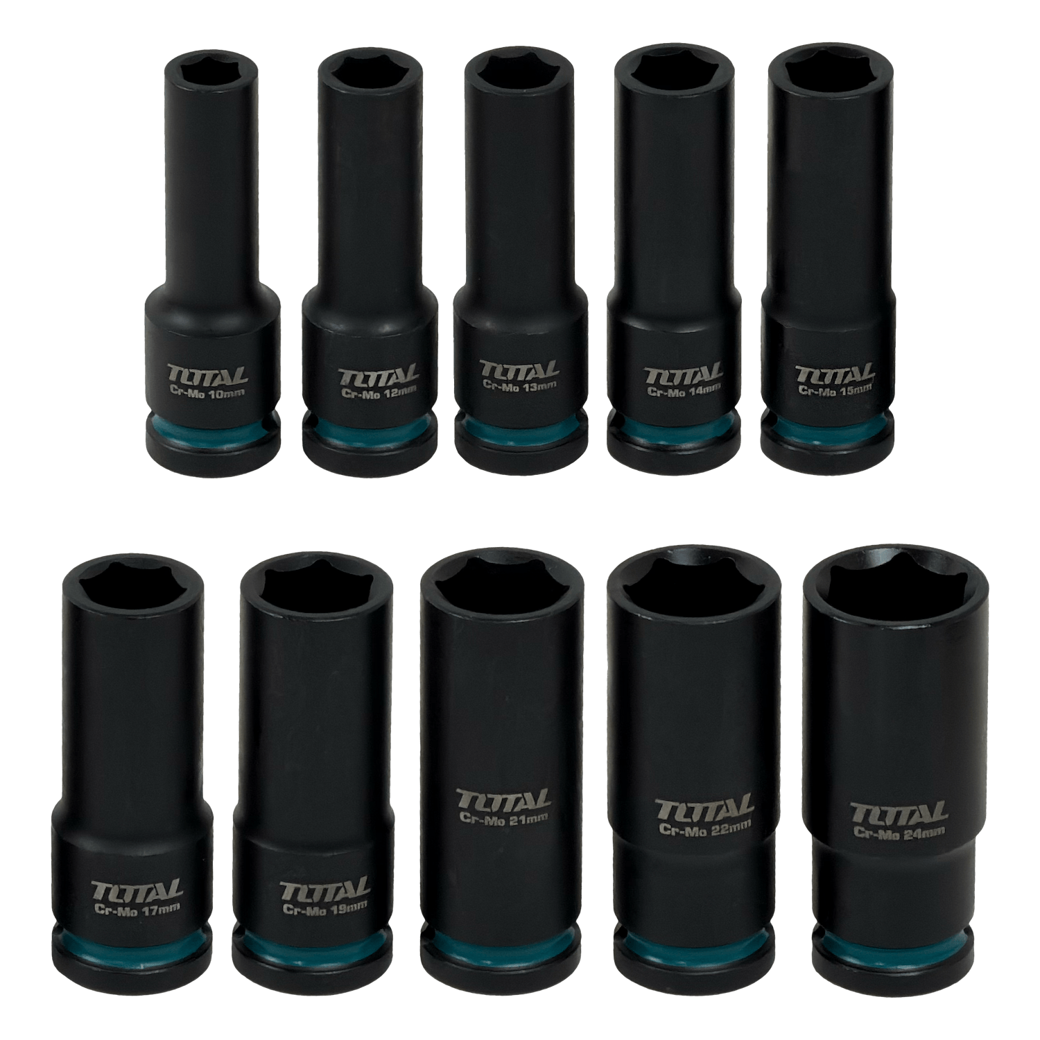TOTAL Juego Dados Impacto Largo-78mm 10-24mm 10pzas THKISD12102L - Imagen 2
