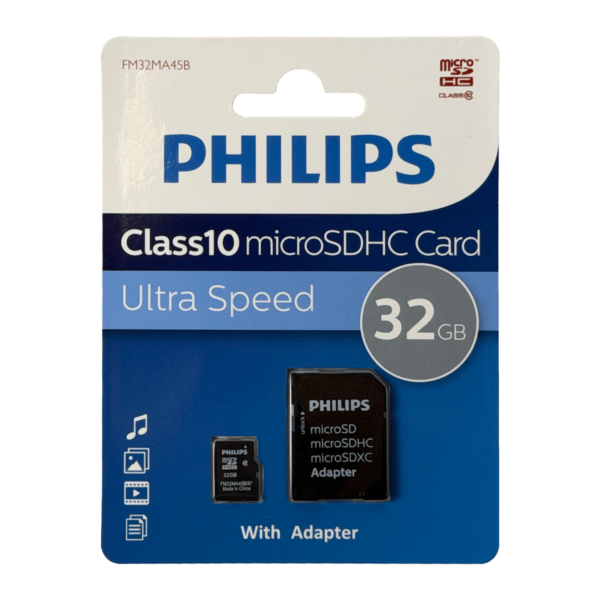 PHILIPS 32GB MicroSD c/Adaptador-SD 100/85mb/s Class10 U1 V10 SDCS2