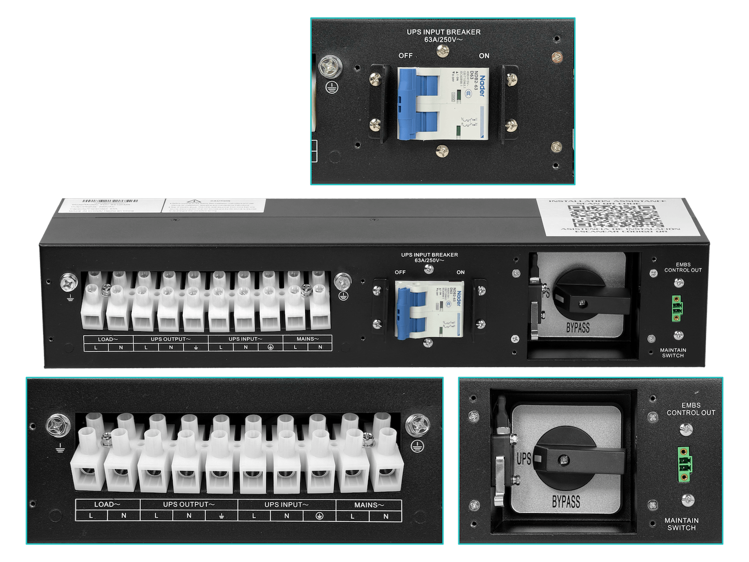 FORZA bypass 1-Fase 63A Conmutador Manual Rack 2U para/UPS 6/10KVA - Imagen 2