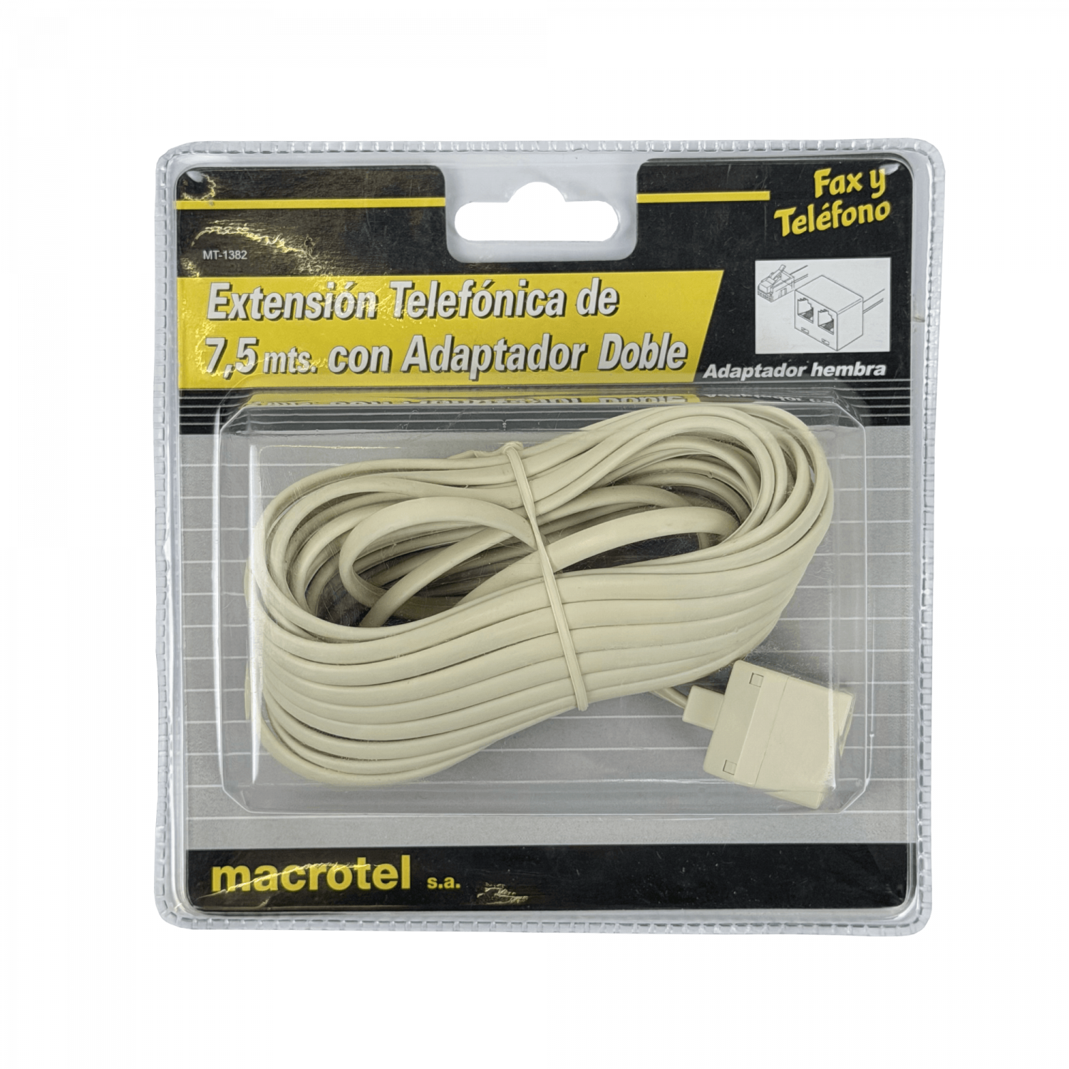 MACROTEL 1-RJ11-M 2-RJ11-H 7,5mt 6P4C Cable Extension Telefonica RJ14 - Imagen 3