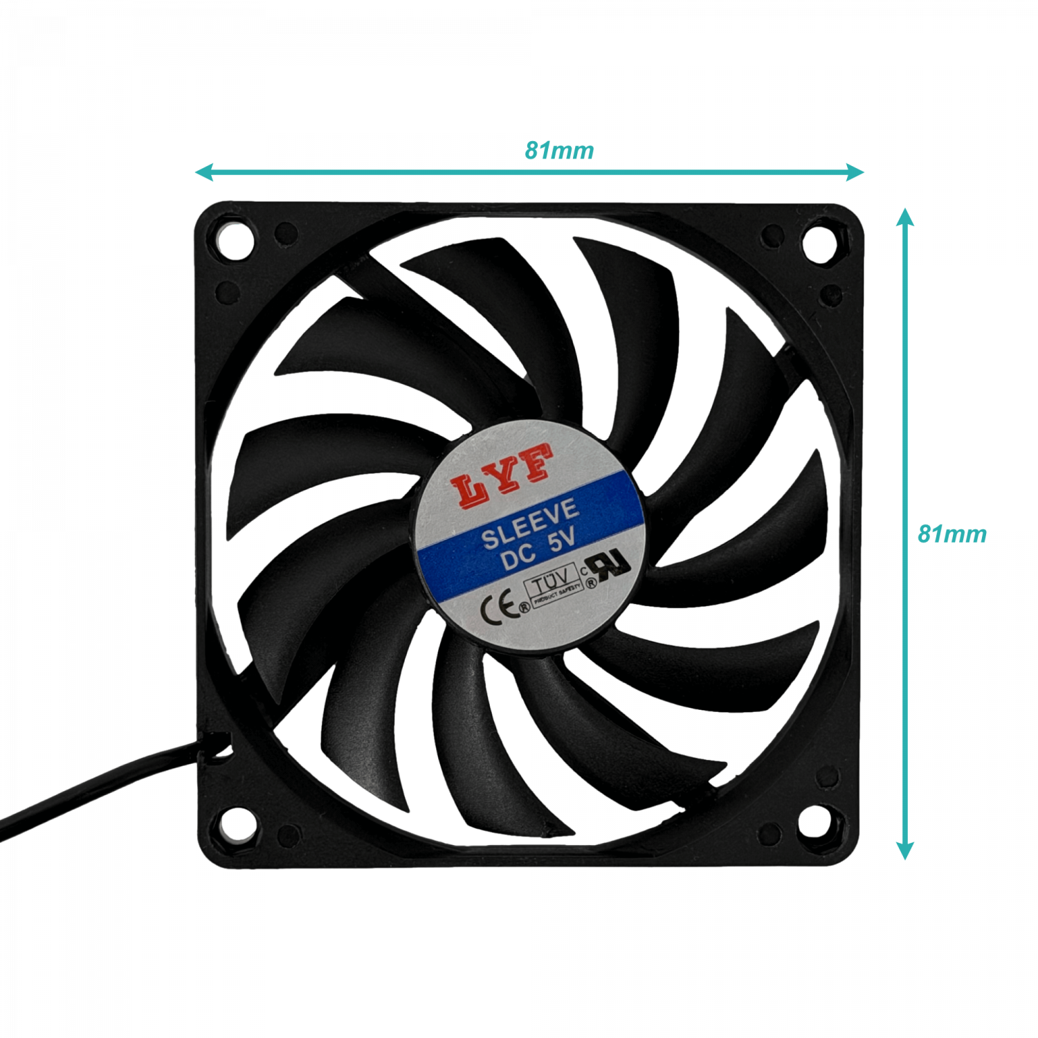 TURBINA 5VDC USB-AM 80x80mm Altura-11mm cable-18cm - Imagen 2