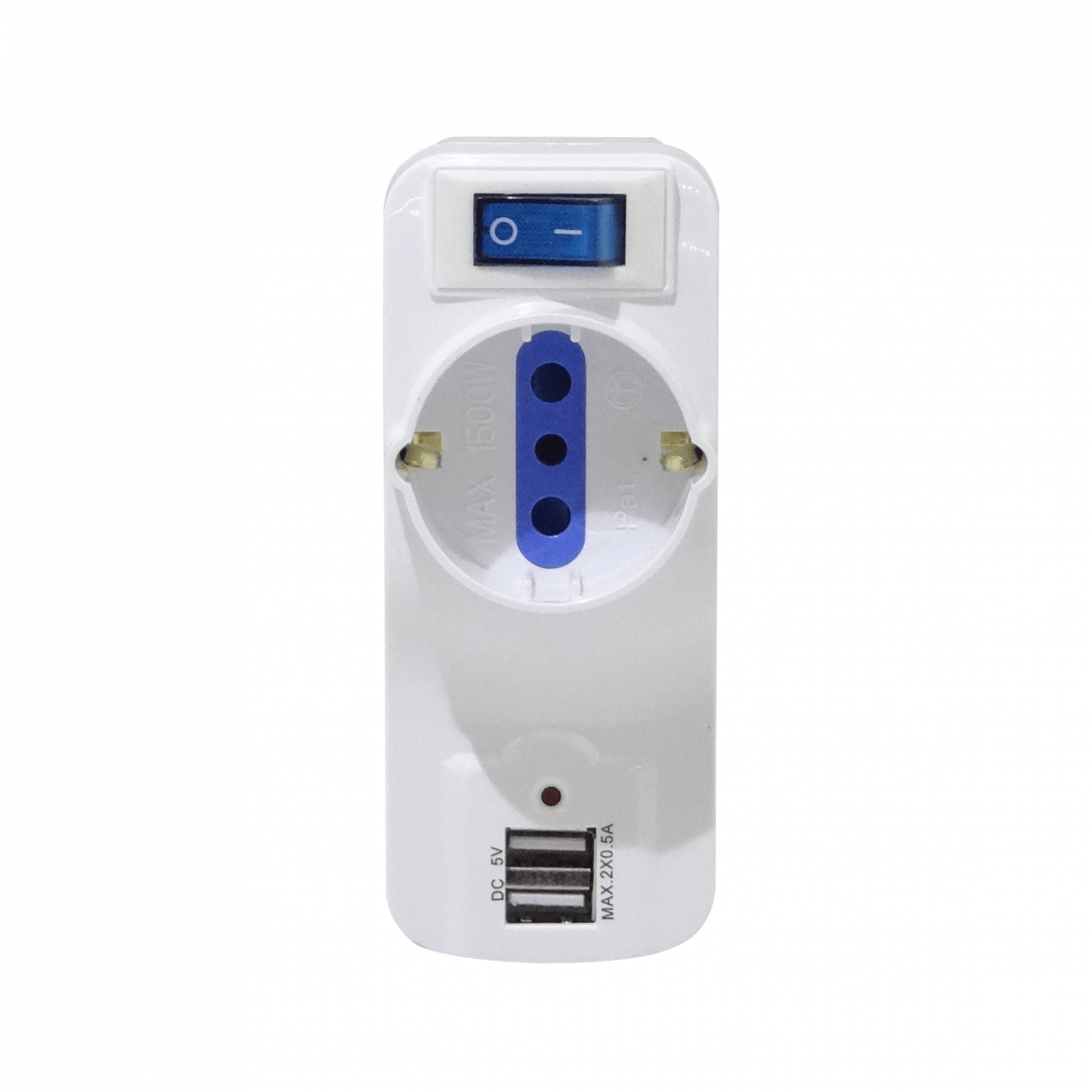 KALOP 2-USB/0,5A + Triple Schuko/IH a IM 10A Blanco Interruptor Piloto